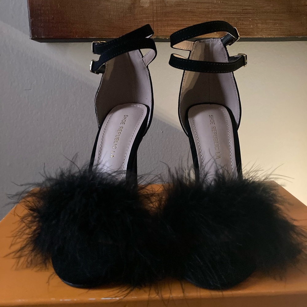Faux Leather Feather Heels